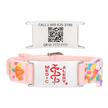QR Code Child Titanium Medical ID Bracelet Peachy Pink, Peachy Pink, large image number 0